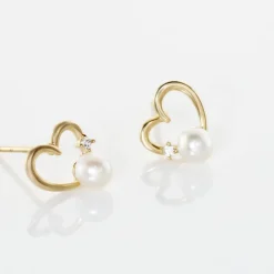 Boucles D'oreilles Puces Or Jaune Fergus Perle De Culture Oxyde