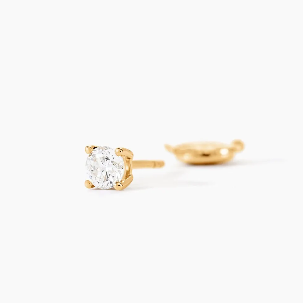 Boucles D'oreilles Puces One Or Jaune Diamants