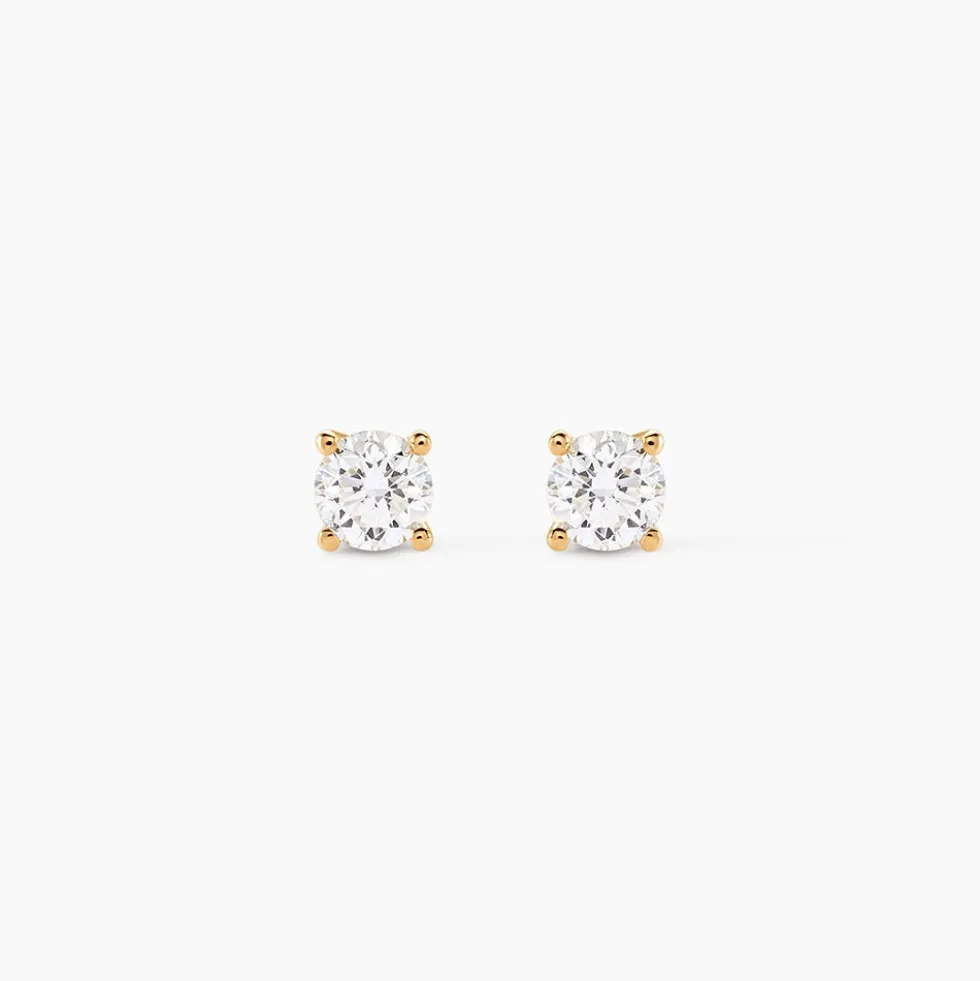 Boucles D'oreilles Puces One Or Jaune Diamants