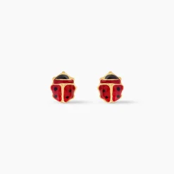 Boucles D'oreilles Puces Or Jaune Helidie Email