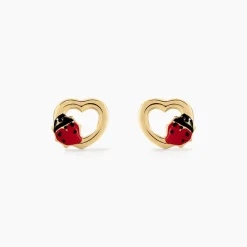 Boucles D'oreilles Puces Or Jaune Syringa Smalto
