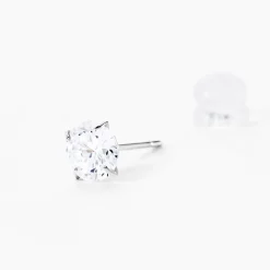 Boucles D'oreilles Puces Or Blanc Katherina Oxyde De Zirconium