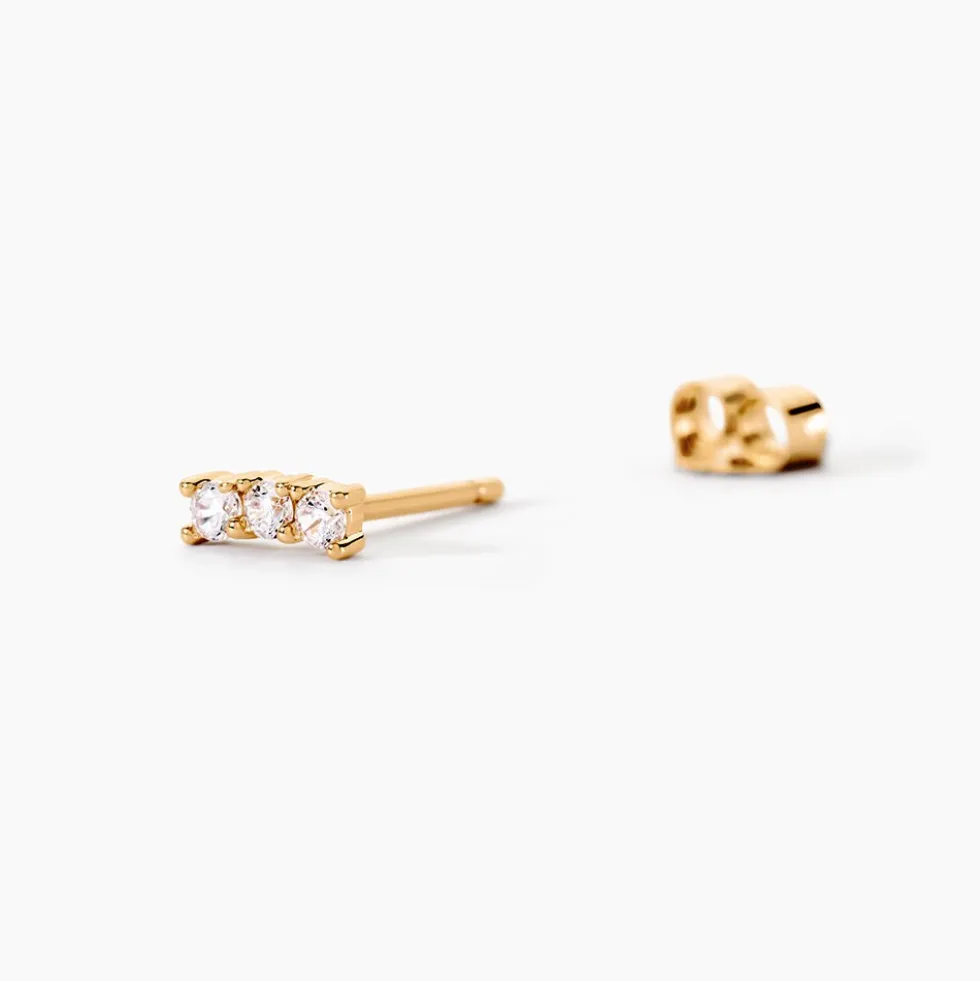 Boucles D'oreilles Puces Plaqué Or Jaune Alodia Oxydes De Zirconium