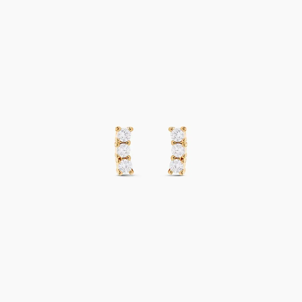 Boucles D'oreilles Puces Plaqué Or Jaune Alodia Oxydes De Zirconium