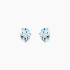 Boucles D'oreilles Puces Prudencia Or Blanc Topaze