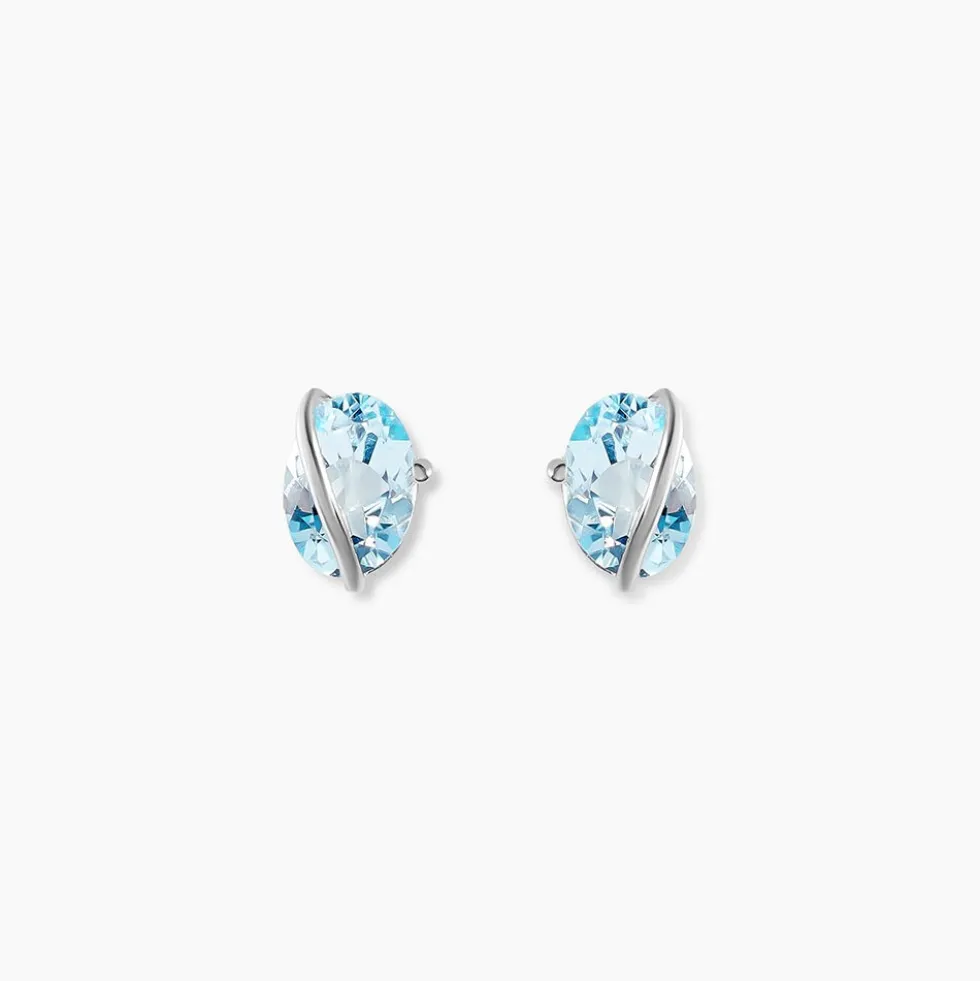 Boucles D'oreilles Puces Prudencia Or Blanc Topaze
