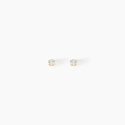 Boucles D'oreilles Puces Pepita Or Jaune Oxyde De Zirconium