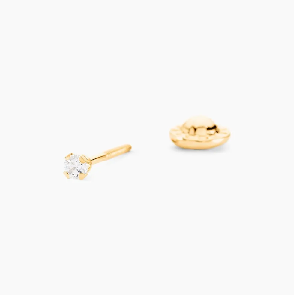 Boucles D'oreilles Puces Pepita Or Jaune Oxyde De Zirconium