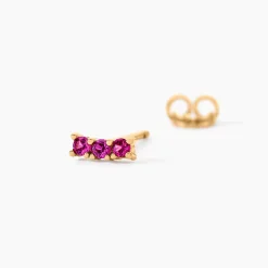 Boucles D'oreilles Puces Plaqué Or Jaune Alodia Oxydes De Zirconium