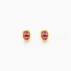 Boucles D'Oreilles Puces Poem Argent Jaune Tourmaline