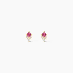 Boucles D'Oreilles Puces Poem Argent Jaune Tourmaline Oxyde De Zirconium