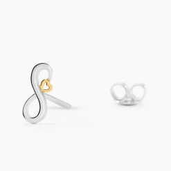 Boucles D'oreilles Puces Phedra Or Jaune Argent Blanc