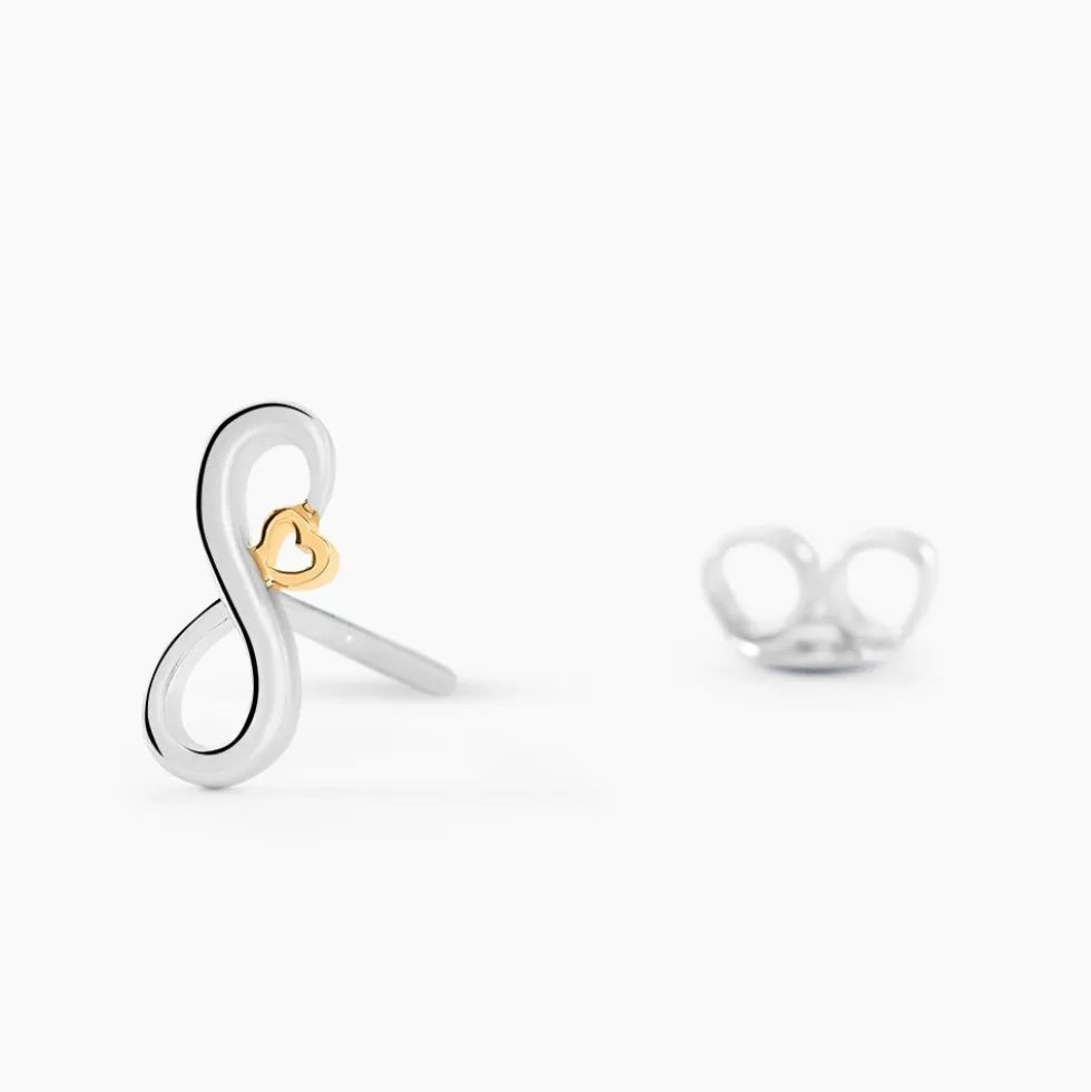 Boucles D'oreilles Puces Phedra Or Jaune Argent Blanc