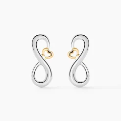 Boucles D'oreilles Puces Phedra Or Jaune Argent Blanc