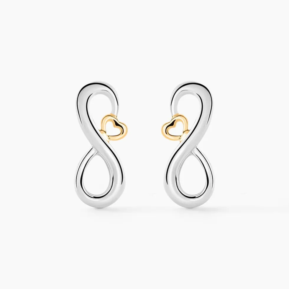 Boucles D'oreilles Puces Phedra Or Jaune Argent Blanc