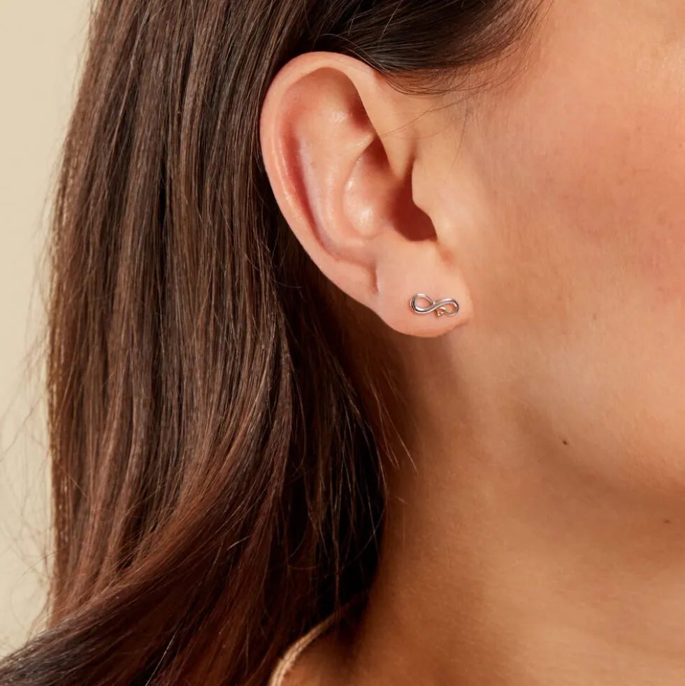 Boucles D'oreilles Puces Phedra Or Jaune Argent Blanc