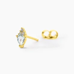 Boucles D'Oreilles Puces Poem Argent Jaune Topaze Oxyde De Zirconium