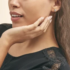 Boucles D'oreilles Puces Prudencia Or Jaune Topaze