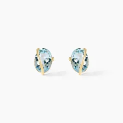 Boucles D'oreilles Puces Prudencia Or Jaune Topaze