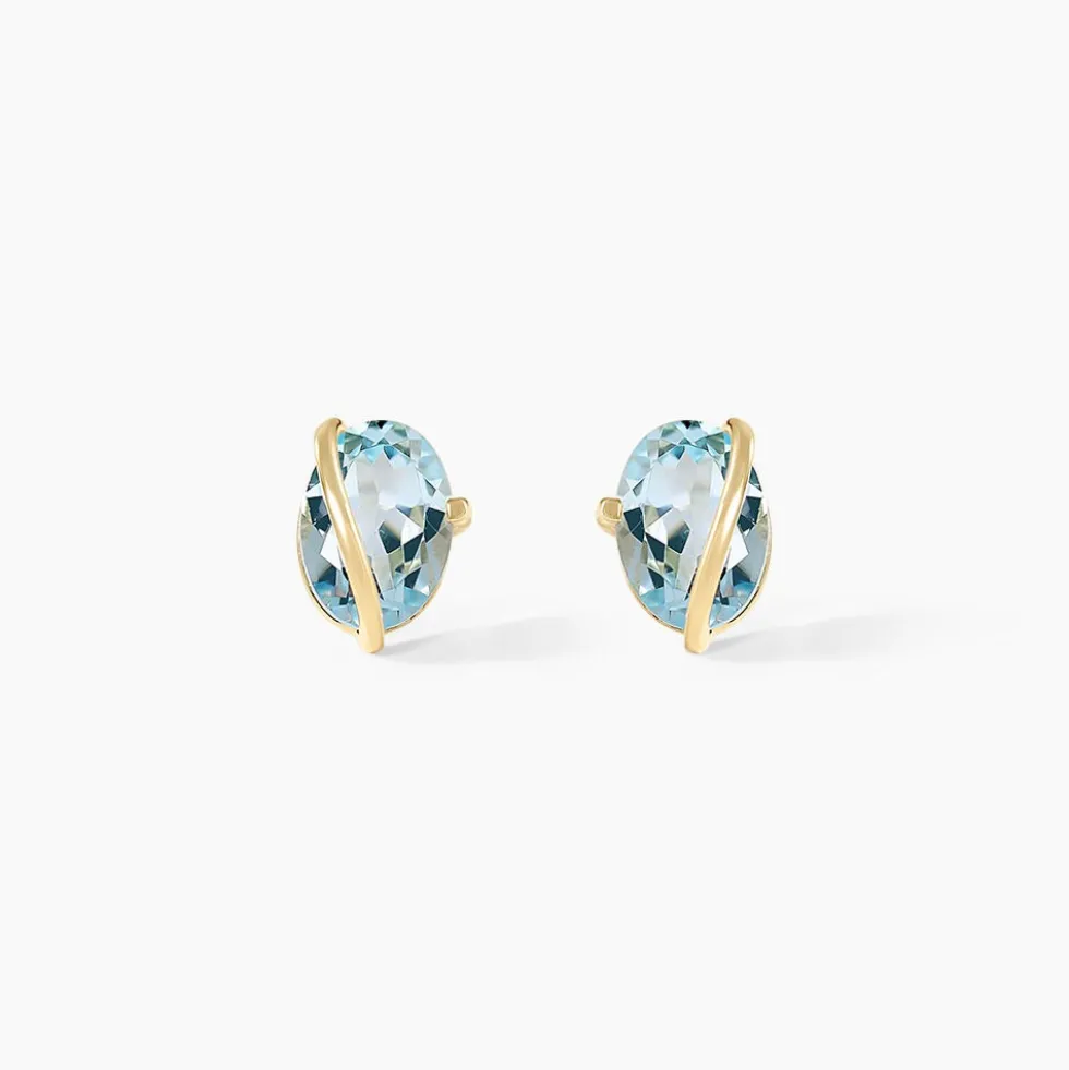 Boucles D'oreilles Puces Prudencia Or Jaune Topaze