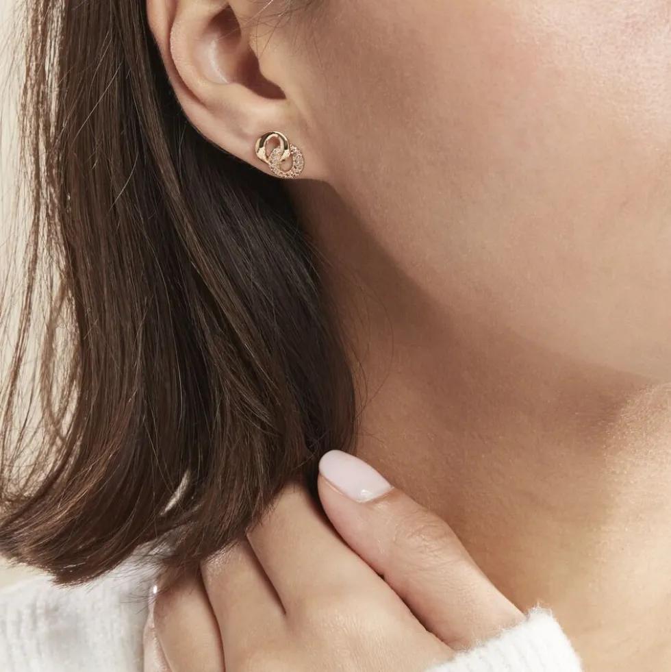 Boucles D'oreilles Puces Plaqué Or Jaune Amato Oxydes De Zirconium