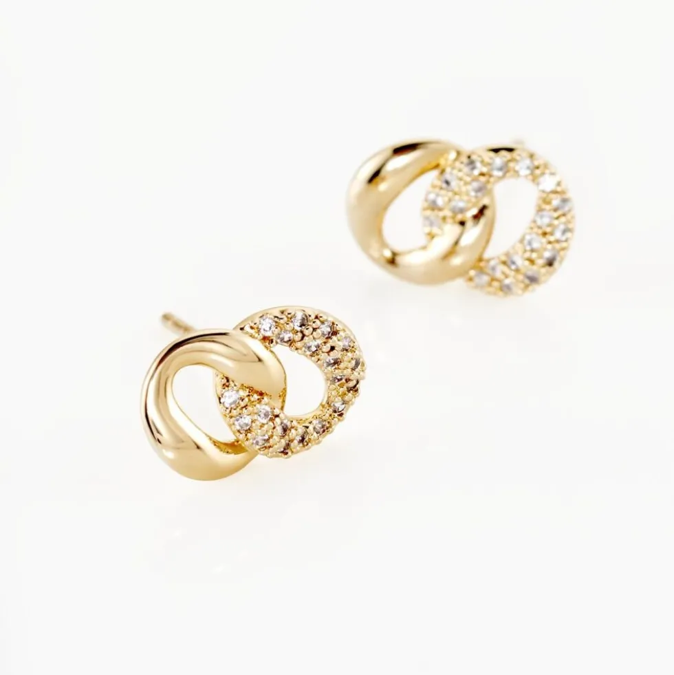 Boucles D'oreilles Puces Plaqué Or Jaune Amato Oxydes De Zirconium