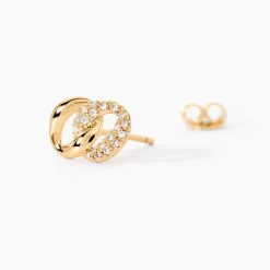 Boucles D'oreilles Puces Plaqué Or Jaune Amato Oxydes De Zirconium