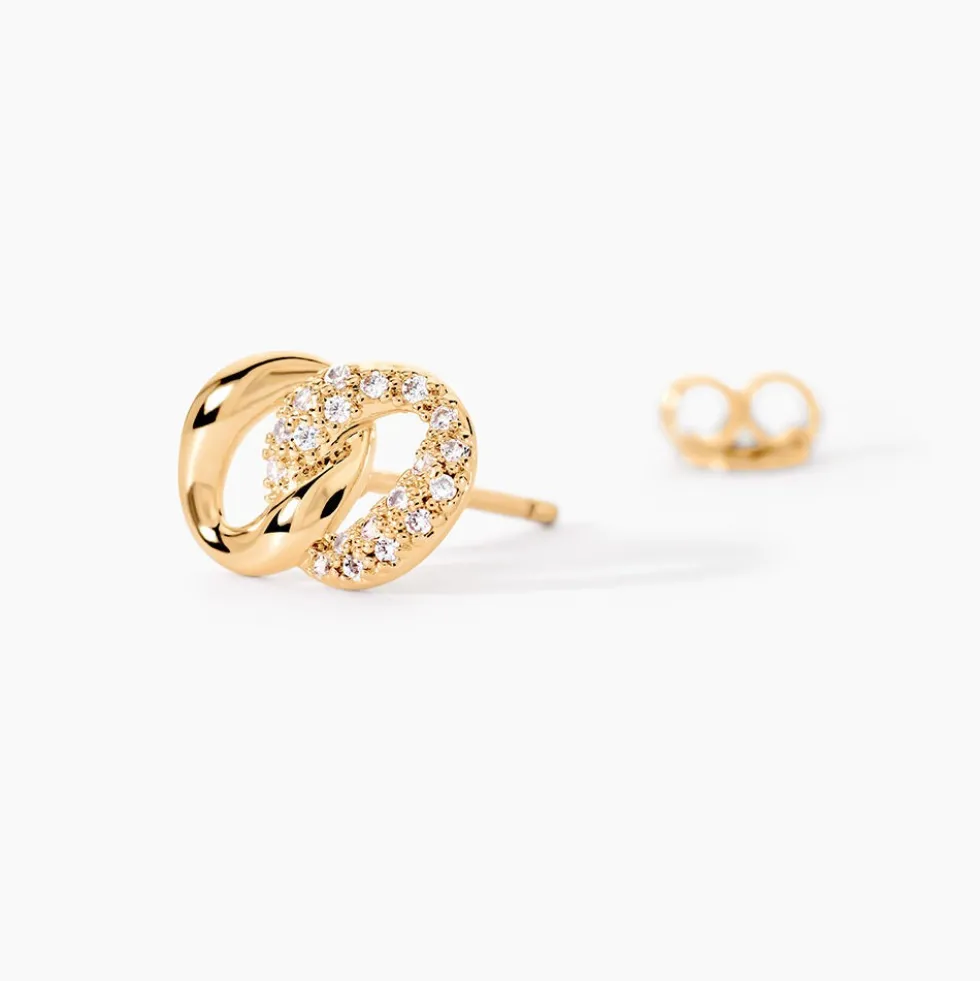 Boucles D'oreilles Puces Plaqué Or Jaune Amato Oxydes De Zirconium