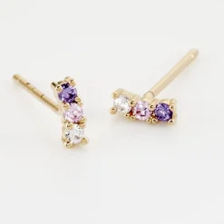 Boucles D'oreilles Puces Plaqué Or Jaune Alodia Oxydes De Zirconium