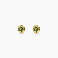 Boucles D'Oreilles Puces Poem Argent Jaune Péridot