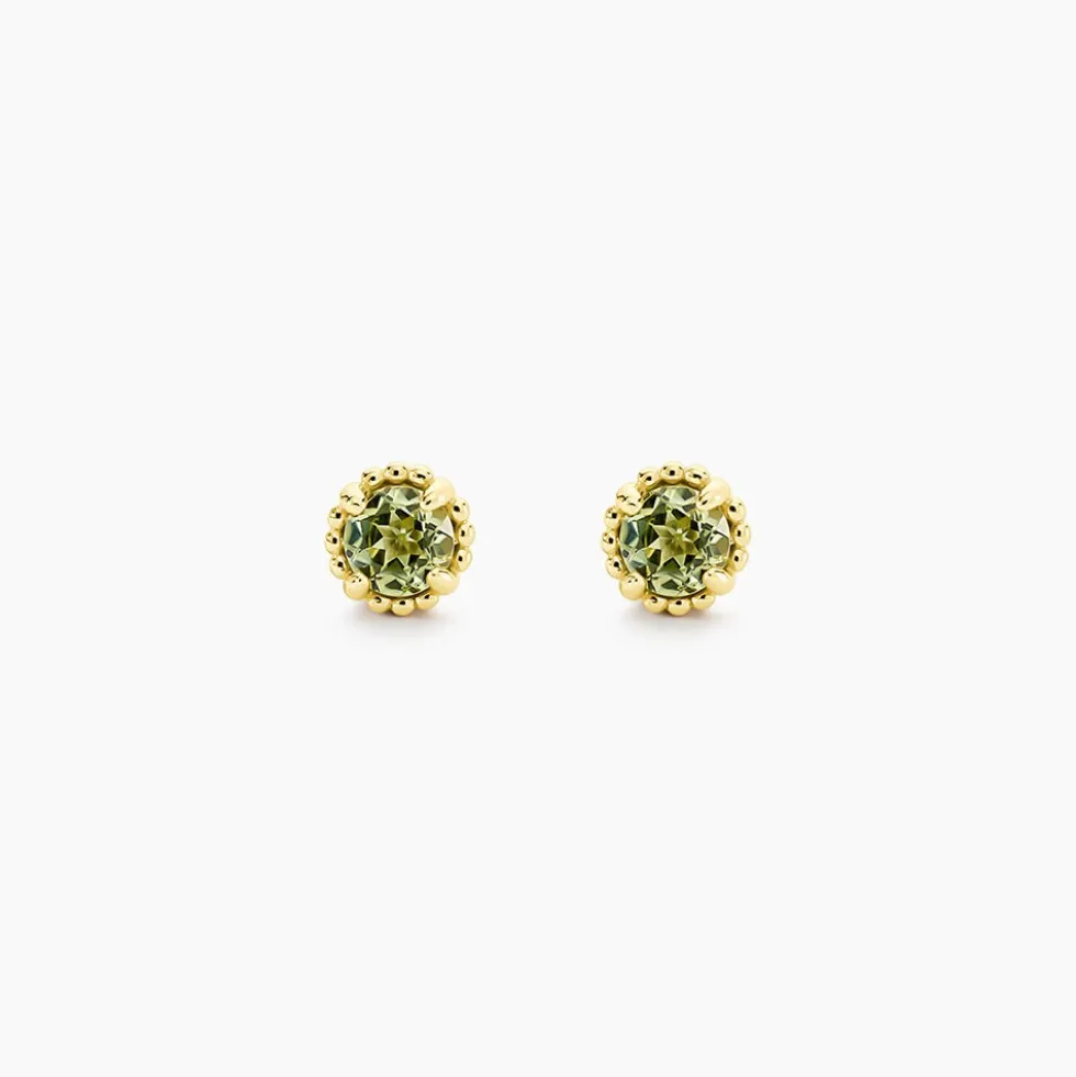 Boucles D'Oreilles Puces Poem Argent Jaune Péridot