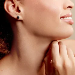Boucles D'oreilles Puces Prudencia Or Blanc Saphir