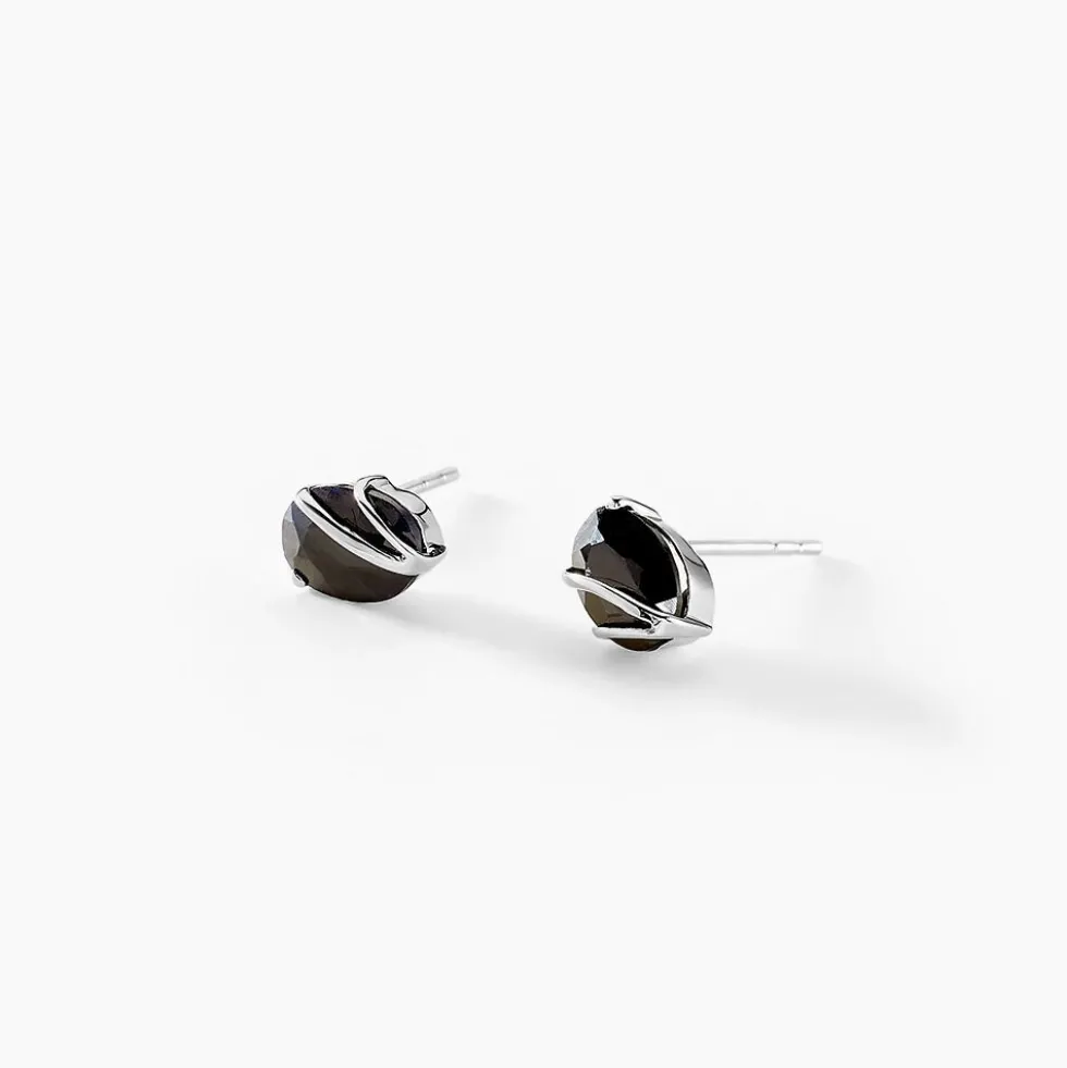 Boucles D'oreilles Puces Prudencia Or Blanc Saphir