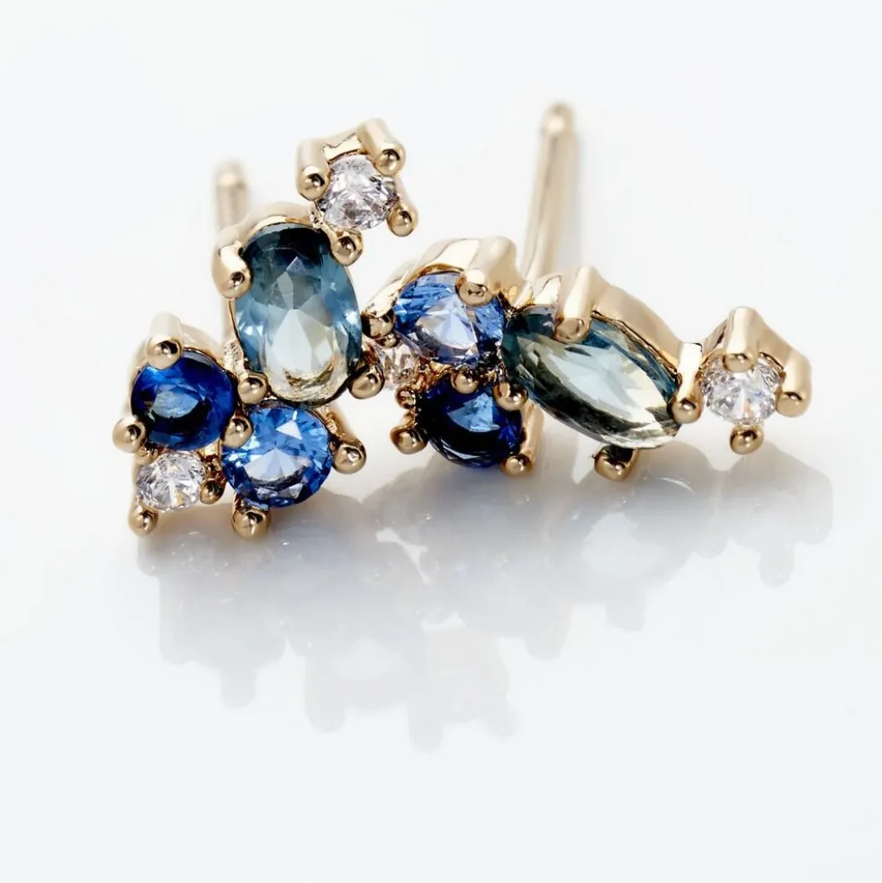 Boucles D'oreilles Puces Plaqué Or Era Pierre De Synthèse