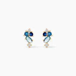 Boucles D'oreilles Puces Plaqué Or Era Pierre De Synthèse