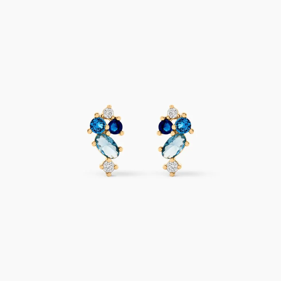 Boucles D'oreilles Puces Plaqué Or Era Pierre De Synthèse