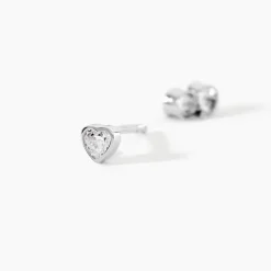 Boucles D'Oreilles Puces Querida Argent Blanc Oxyde De Zirconium