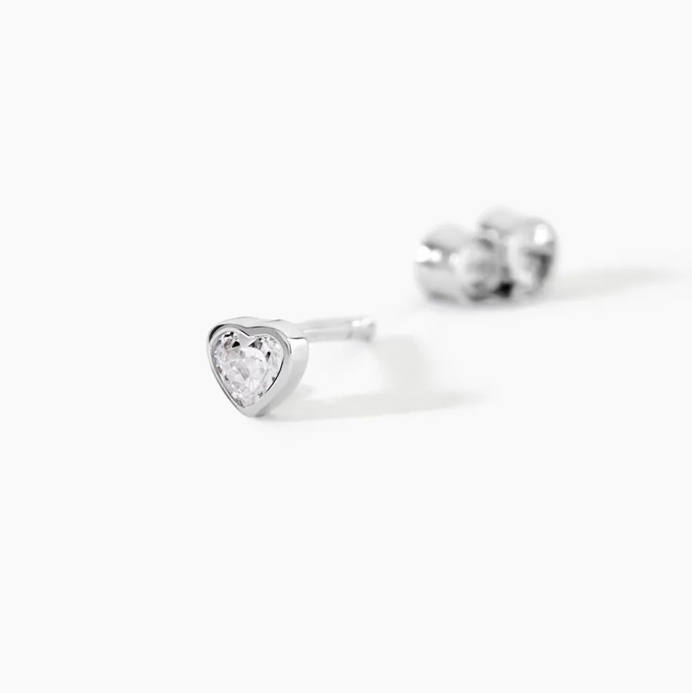 Boucles D'Oreilles Puces Querida Argent Blanc Oxyde De Zirconium