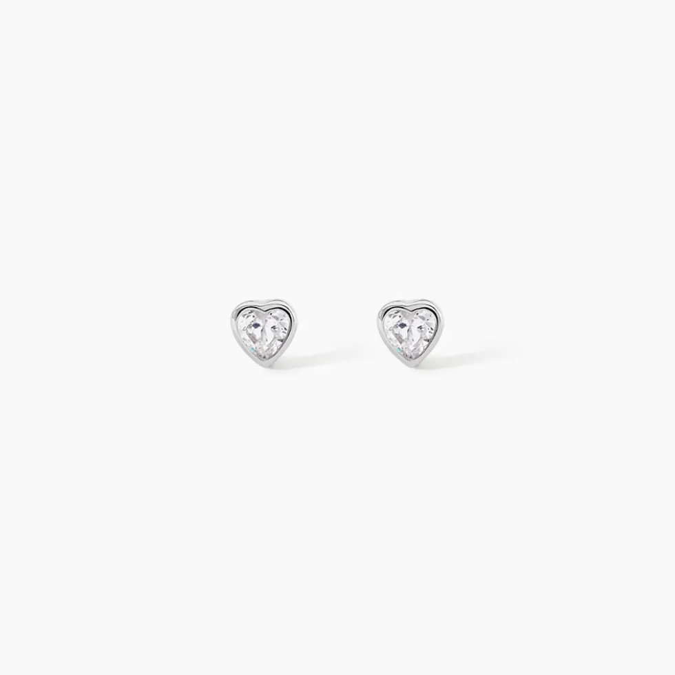 Boucles D'Oreilles Puces Querida Argent Blanc Oxyde De Zirconium