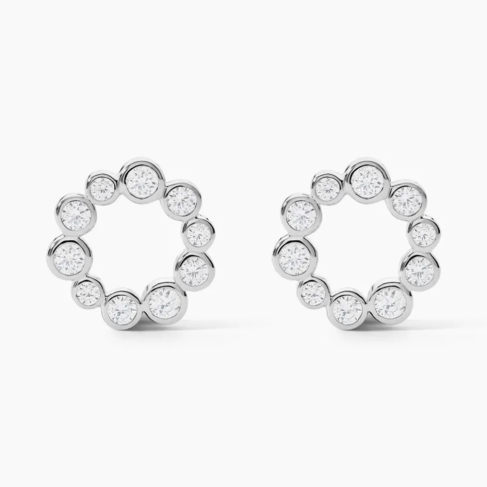 Boucles D'oreilles Puces Ryo Argent Blanc Oxyde De Zirconium