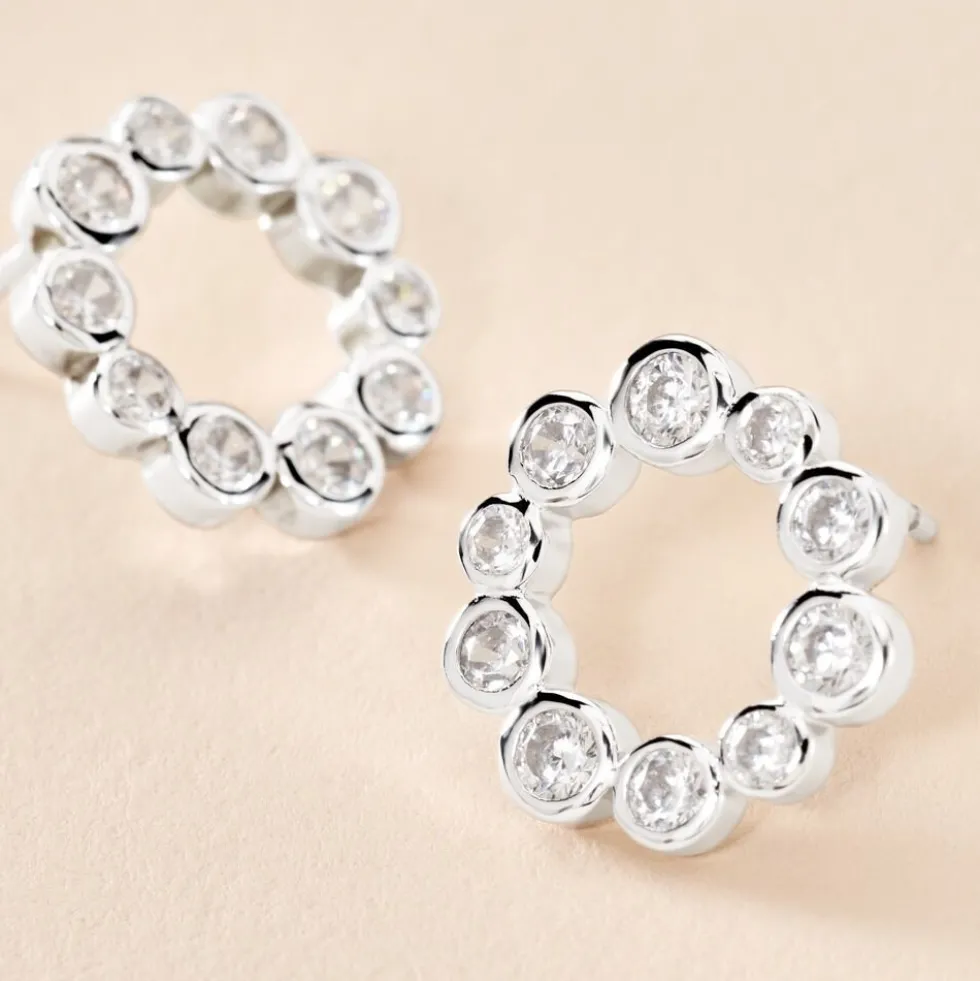 Boucles D'oreilles Puces Ryo Argent Blanc Oxyde De Zirconium