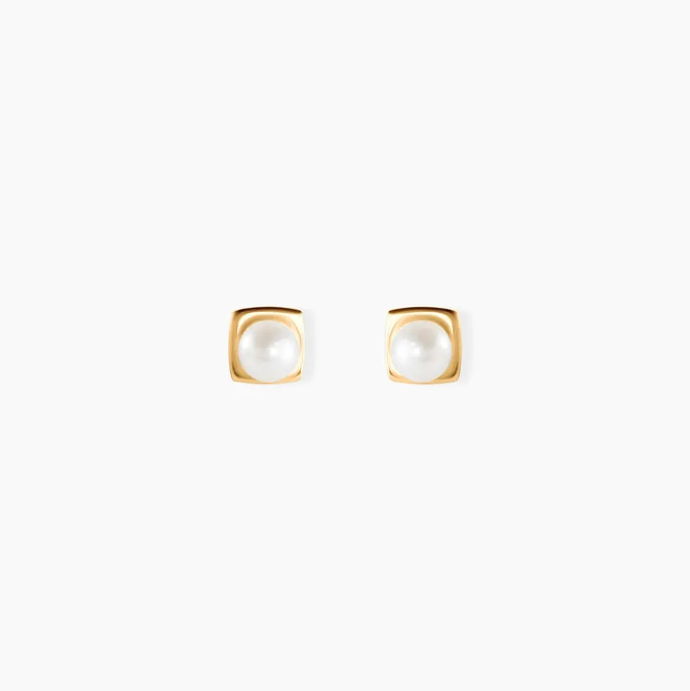 Boucles D'oreilles Puces Rhadia Or Jaune Perle De Culture