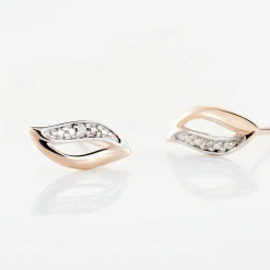 Boucles D'oreilles Puces Smeralda Or Rose Diamant