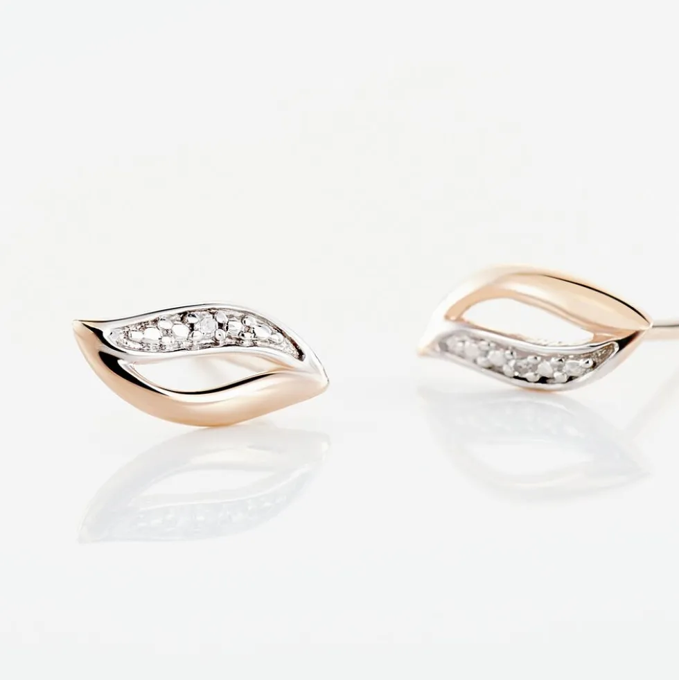 Boucles D'oreilles Puces Smeralda Or Rose Diamant