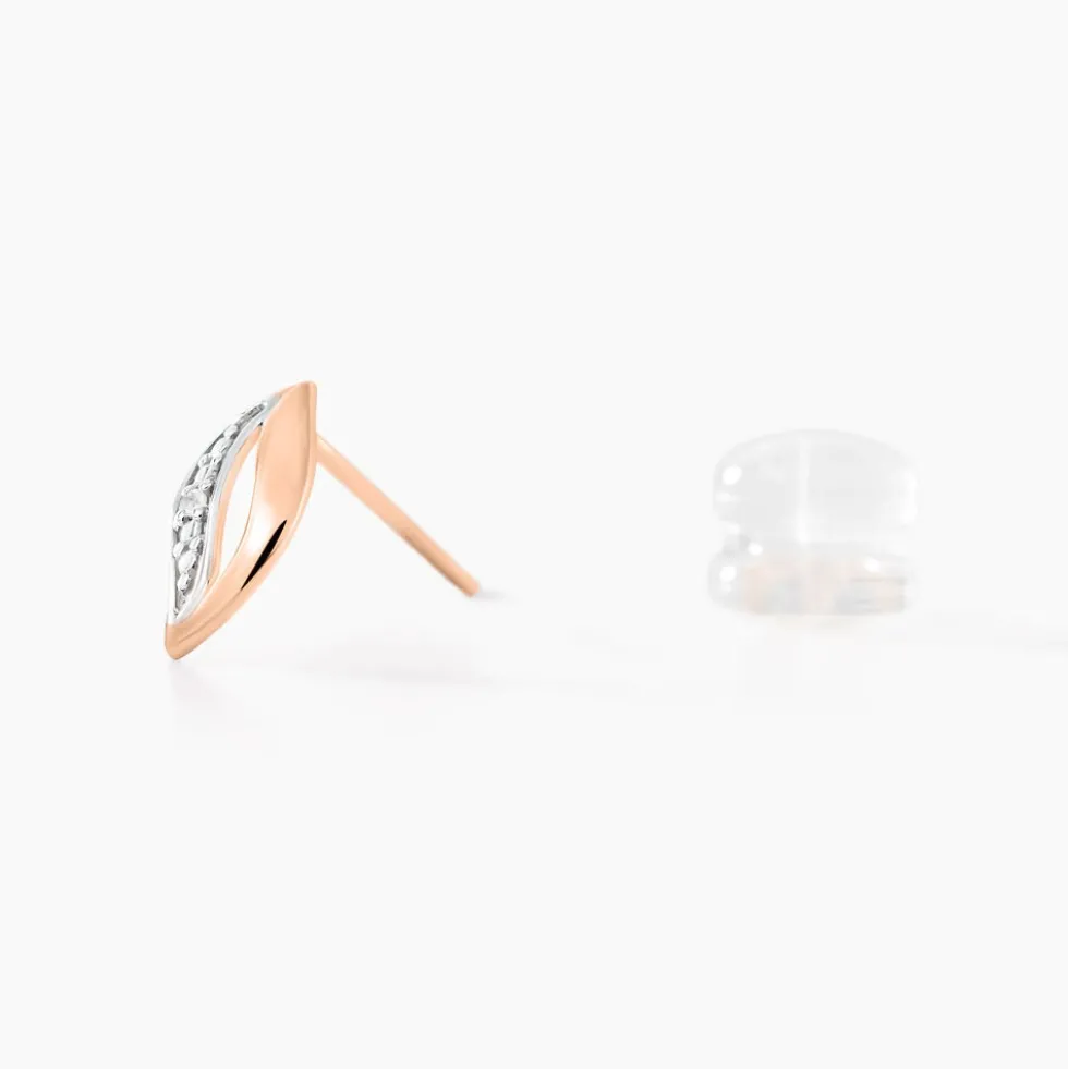 Boucles D'oreilles Puces Smeralda Or Rose Diamant