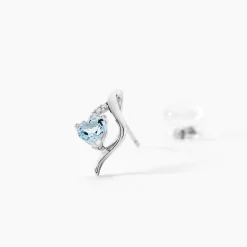 Boucles D'oreilles Puces Silucia Or Blanc Topaze Oxyde De Zirconium