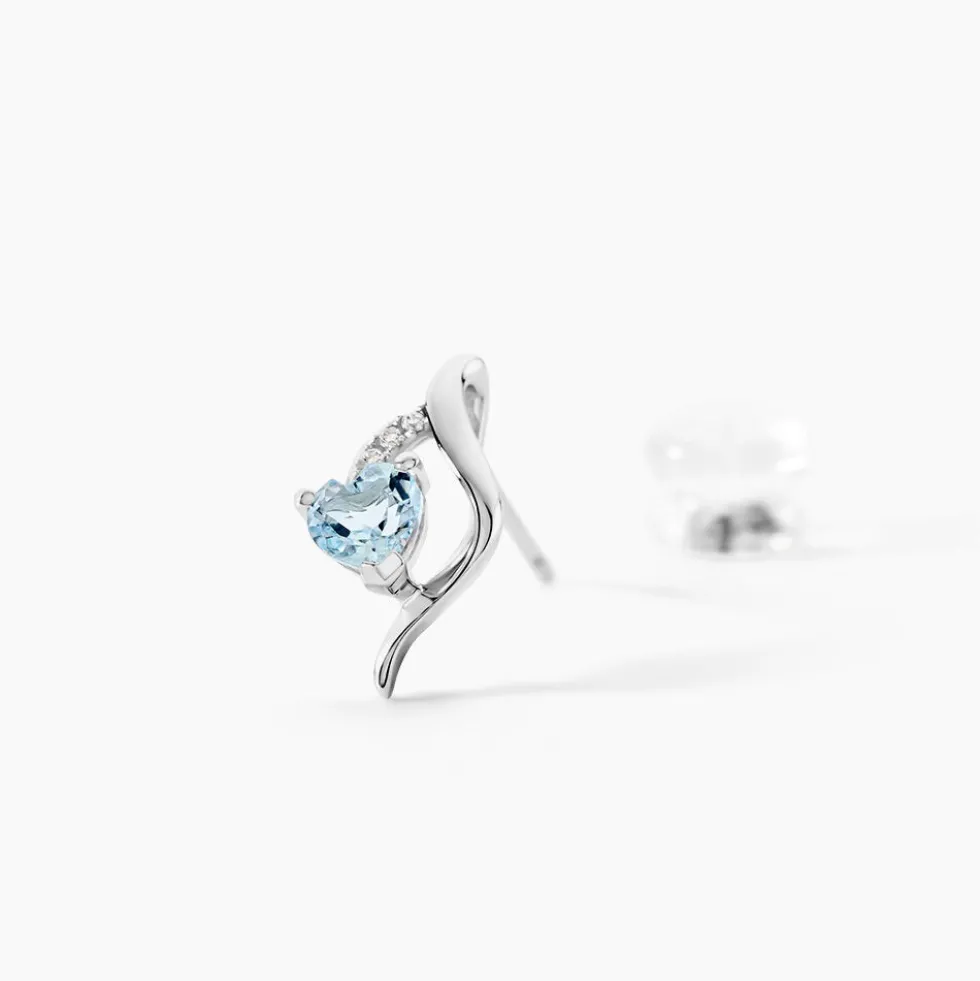 Boucles D'oreilles Puces Silucia Or Blanc Topaze Oxyde De Zirconium