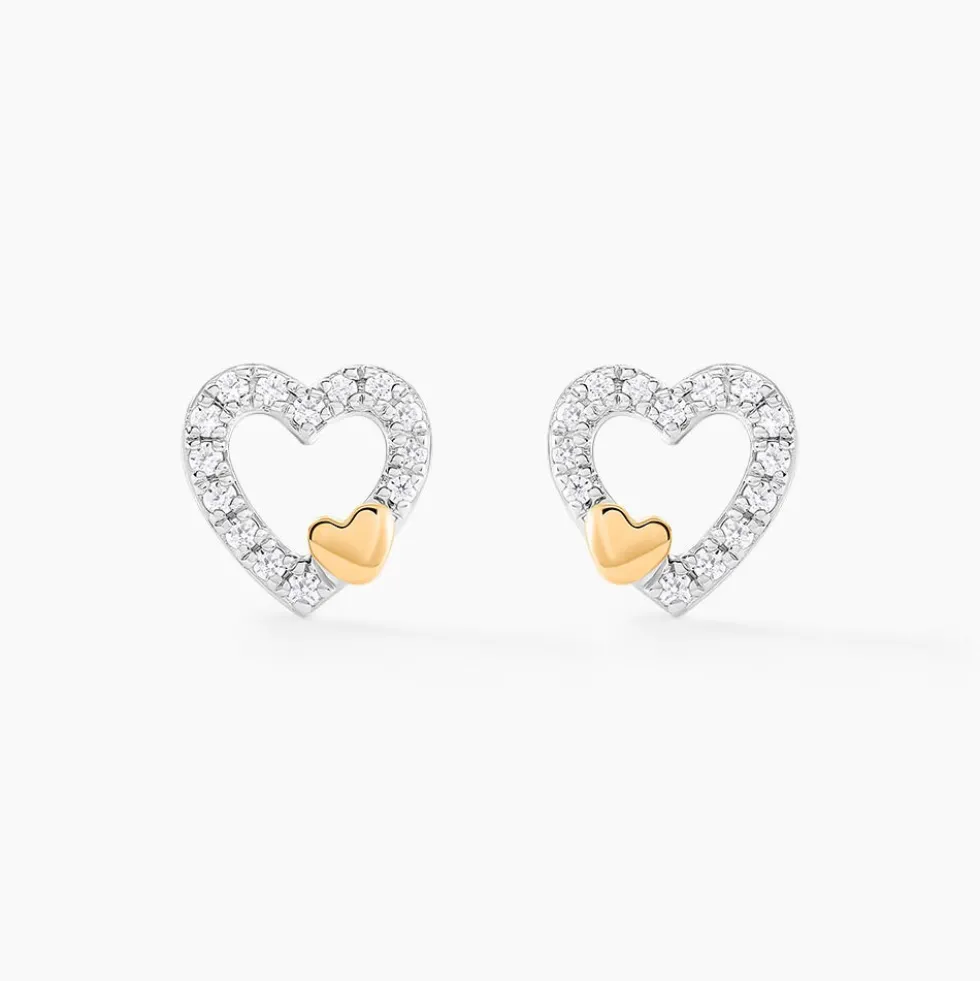 Boucles D'oreilles Puces Sorya Or Jaune Argent Blanc
