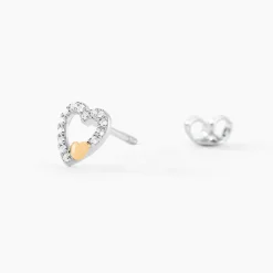 Boucles D'oreilles Puces Sorya Or Jaune Argent Blanc