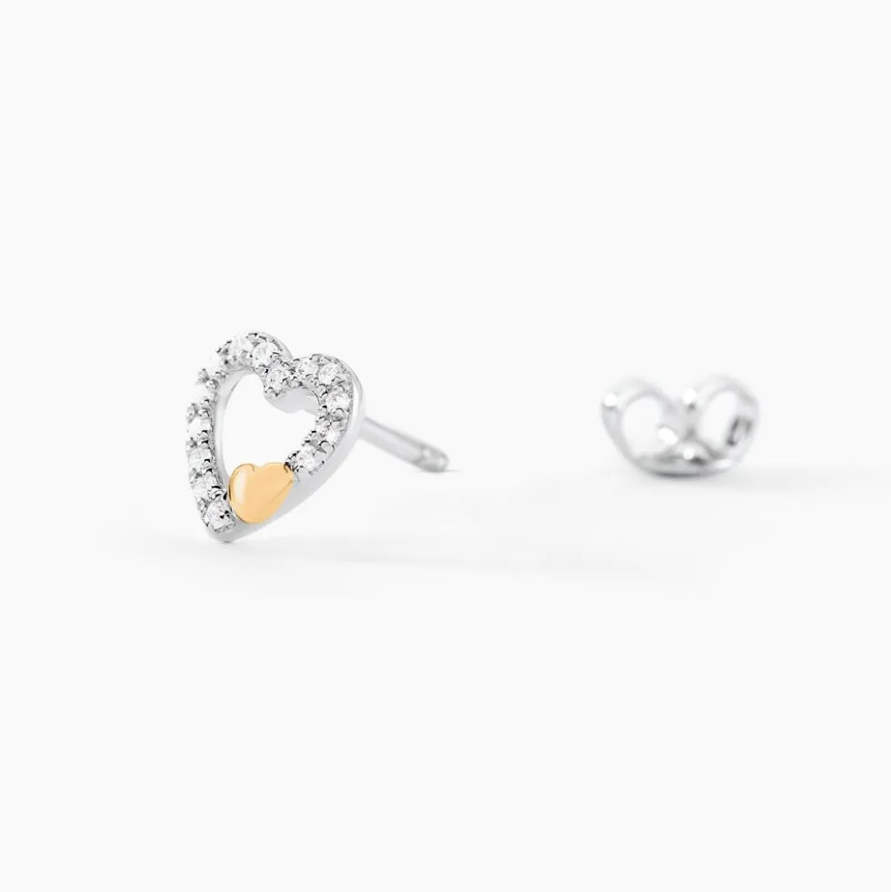 Boucles D'oreilles Puces Sorya Or Jaune Argent Blanc